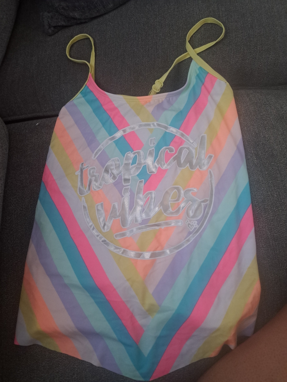 Girls' Tropical Vibes Rainbow Striped One-Piece Swimsuit